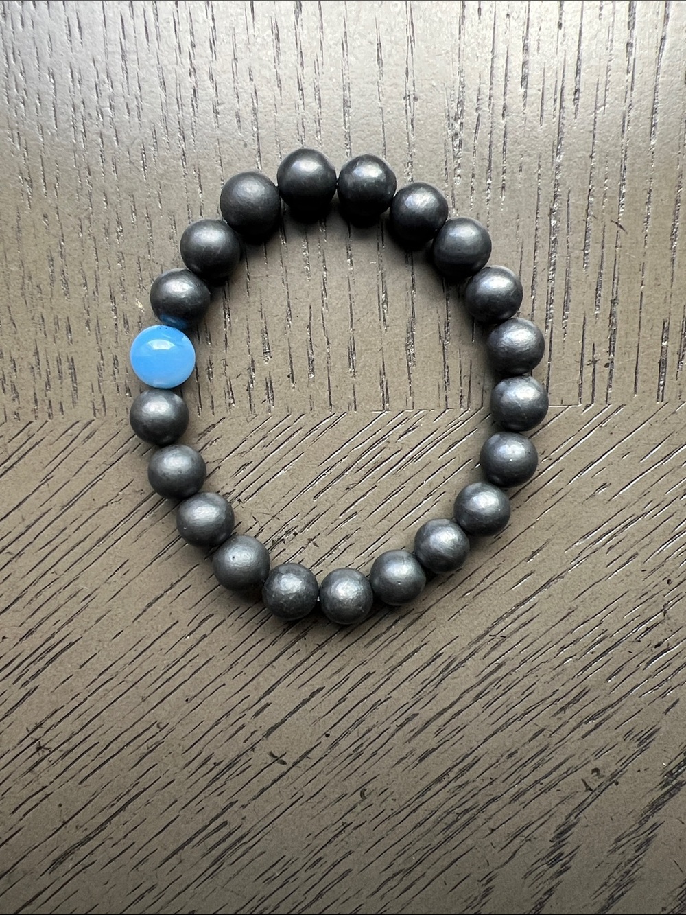Shunghite with blue Botswana agate bracelet 9mm SIZE 6.75’